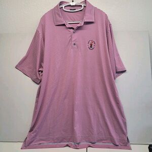 FOOTJOY  Men's 2XL Pink White Striped Short Sleeve Polo Golf Shirt